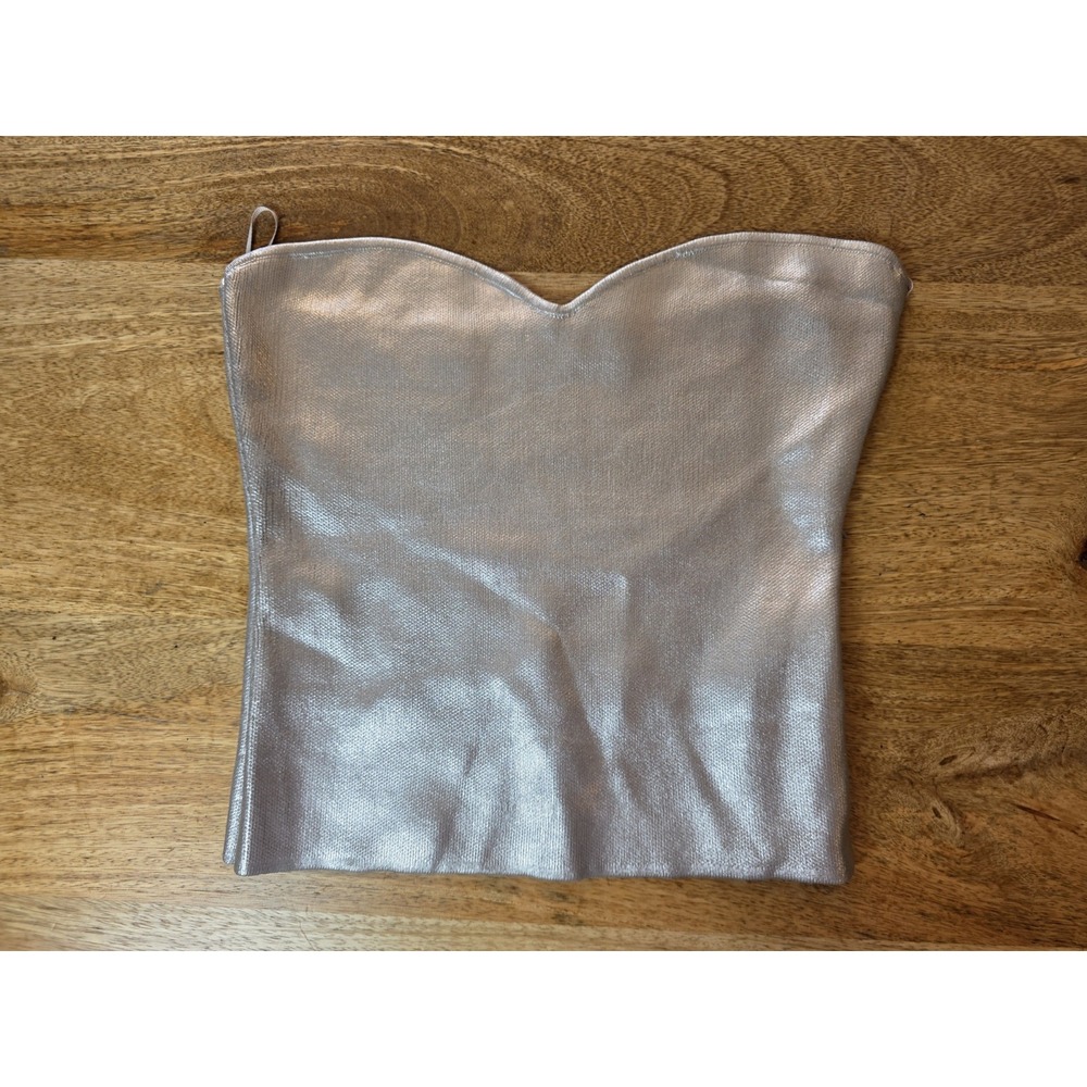 Zara Crop Top Size Small Silver Metalic Concert Clubbing Tube Top